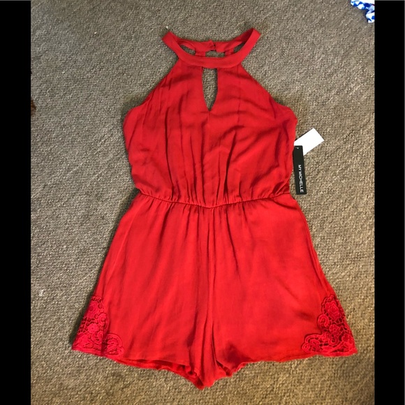 My Michelle Other - Women’s Romper Lace Detail Halter key hole NWT